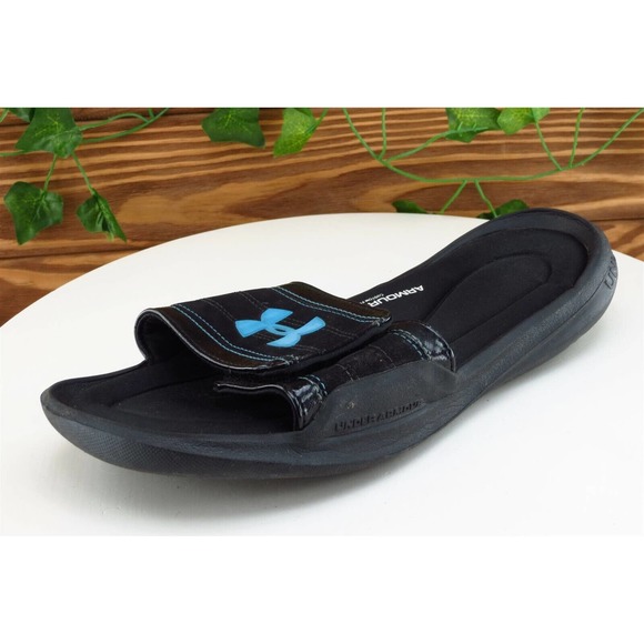 Under Armour Sz 10‎ M Black Slide Synthetic Women Sandals - Picture 1 of 7